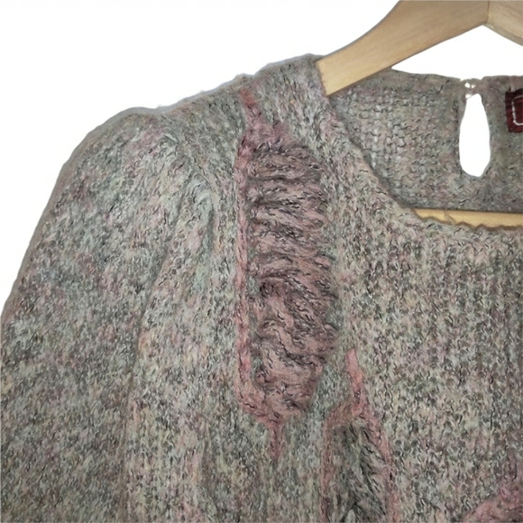 Rare Vintage Gineme Wool Chunky Knit Long Puff Sleeve Ribbed Crew Neck Sweater - Picture 10 of 16